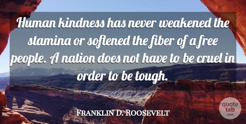 Franklin D. Roosevelt Quote About Respect, Kindness, Character: Human Kindness Has Never Weakened...
