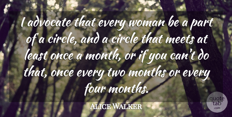 Alice Walker Quote About Circle, Four, Meets, Months: I Advocate That Every Woman...