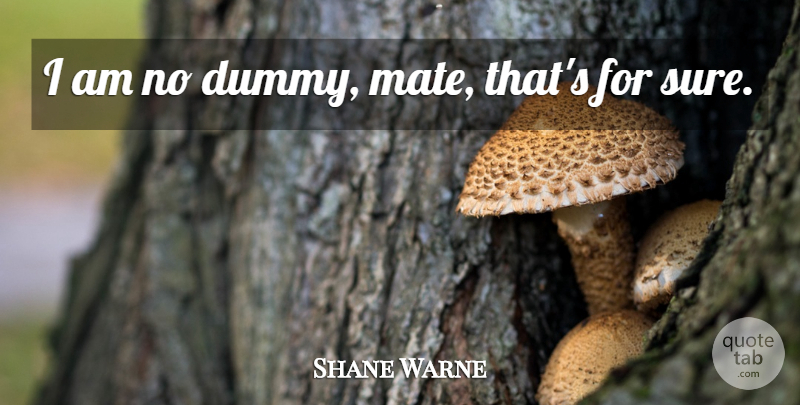Shane Warne Quote About Mates, Dummy: I Am No Dummy Mate...