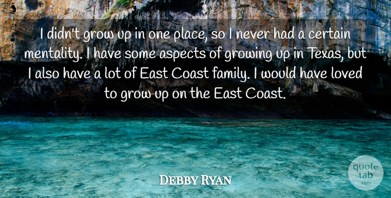 Debby Ryan Quote About Growing Up, Texas, East: I Didnt Grow Up In...
