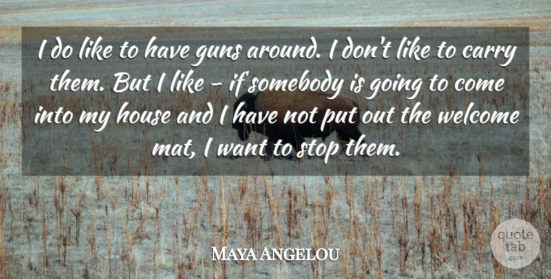 Maya Angelou Quote About Gun, House, Want: I Do Like To Have...