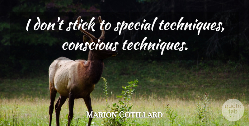 Marion Cotillard Quote About Special, Sticks, Technique: I Dont Stick To Special...
