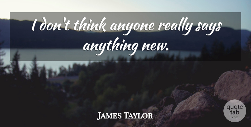James Taylor Quote About Thinking, Say Anything: I Dont Think Anyone Really...