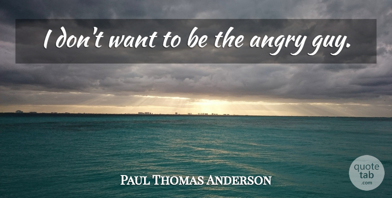 Paul Thomas Anderson Quote About Guy, Want, Angry: I Dont Want To Be...