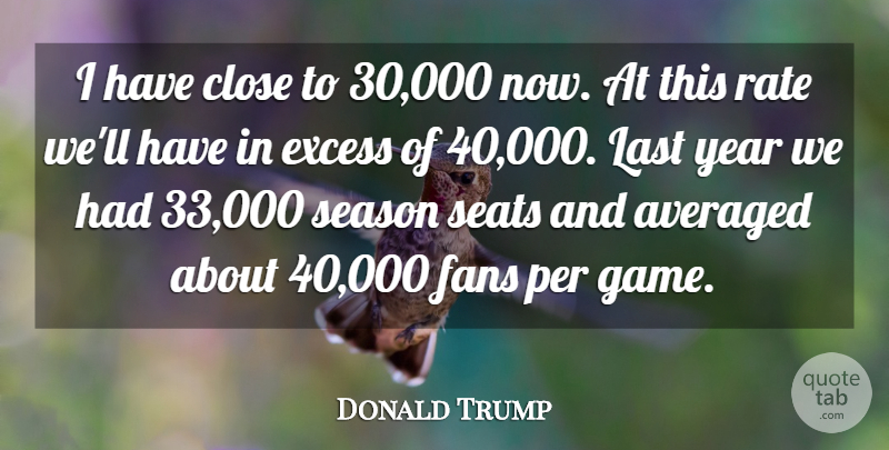 Donald Trump Quote About Averaged, Close, Excess, Fans, Last: I Have Close To 30...