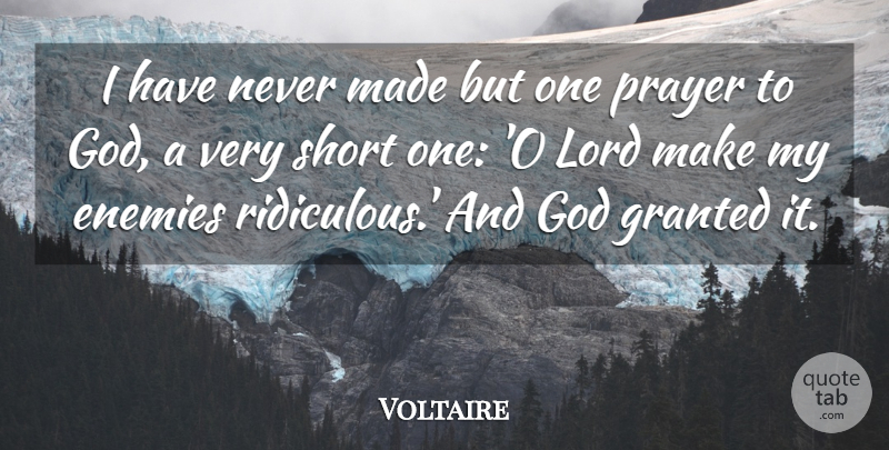 Voltaire Quote About Funny, Life, God: I Have Never Made But...