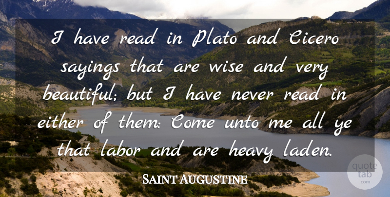 Saint Augustine Quote About Beautiful, Wise, Wisdom: I Have Read In Plato...