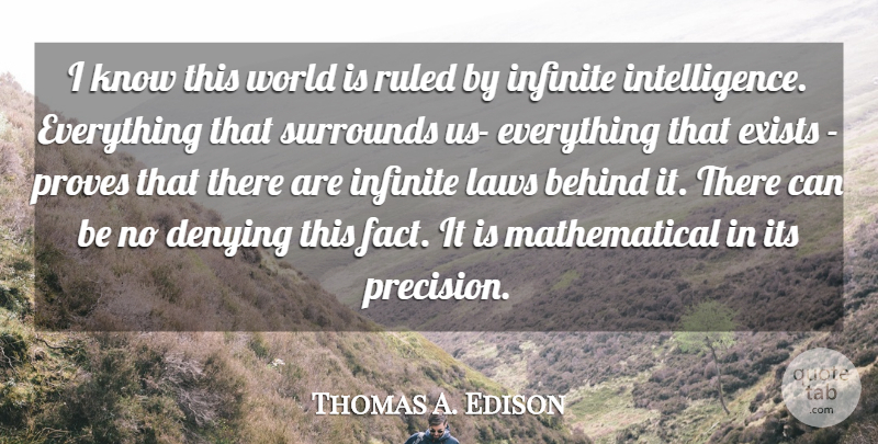 Thomas A. Edison Quote About Spiritual, Infinite Intelligence, Law: I Know This World Is...