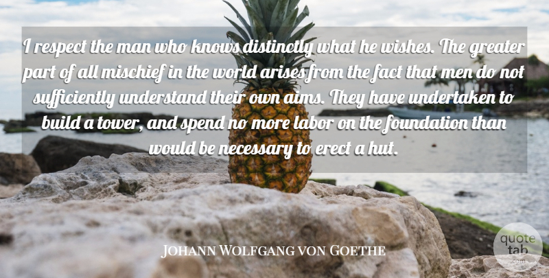 Johann Wolfgang von Goethe Quote About Arises, Build, Fact, Foundation, Greater: I Respect The Man Who...