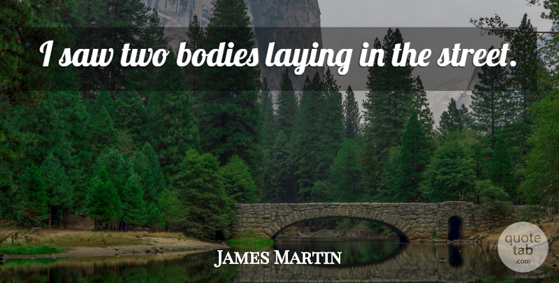 James Martin Quote About Bodies, Laying, Saw: I Saw Two Bodies Laying...