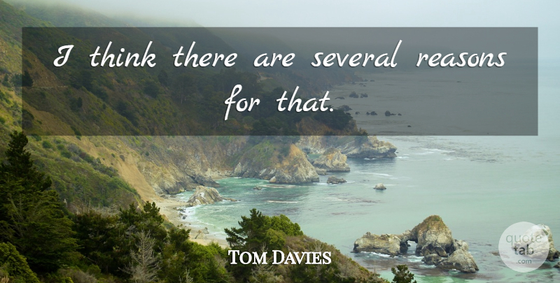 Tom Davies Quote About Reasons, Several: I Think There Are Several...