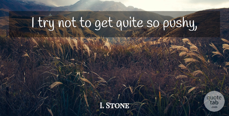 I. Stone Quote About Quite: I Try Not To Get...
