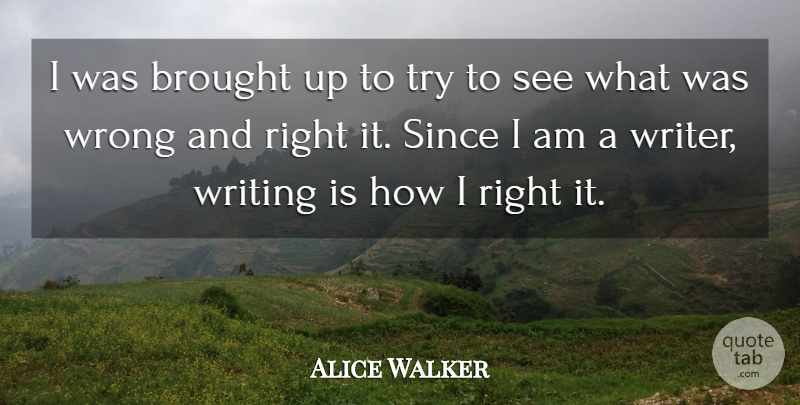 Alice Walker Quote About Since: I Was Brought Up To...