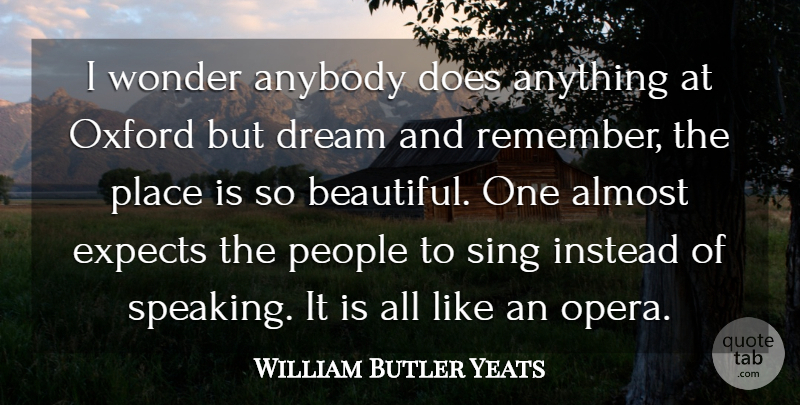 William Butler Yeats Quote About Beautiful, Dream, College: I Wonder Anybody Does Anything...