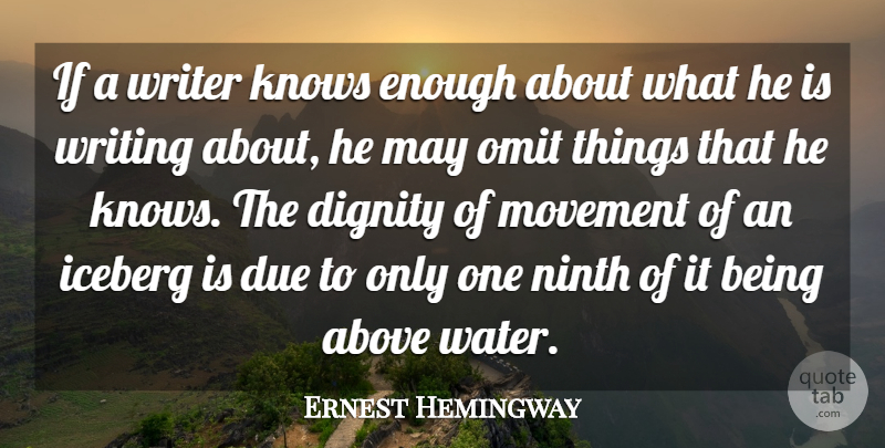 Ernest Hemingway Quote About Writing, Water, Movement: If A Writer Knows Enough...