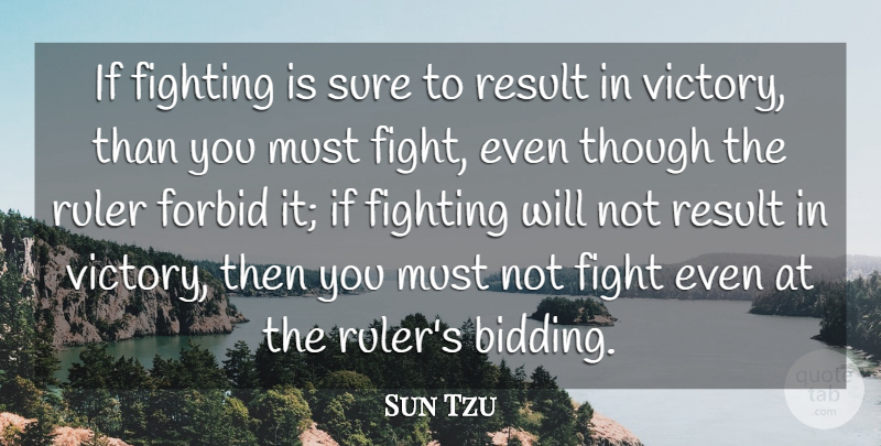 Sun Tzu Quote About Forbid, Result, Ruler, Sure, Though: If Fighting Is Sure To...