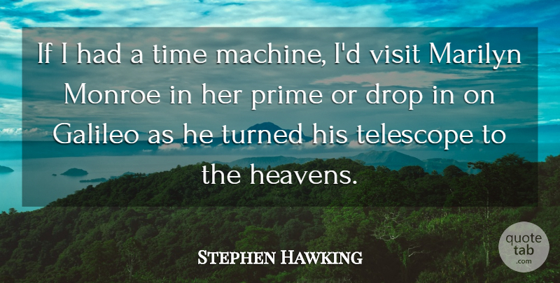 Stephen Hawking Quote About Galileo, Marilyn, Monroe, Prime, Telescope: If I Had A Time...