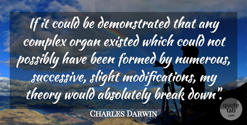 Charles Darwin Quote About Absolutely, Break, Complex, Existed, Formed: If It Could Be Demonstrated...