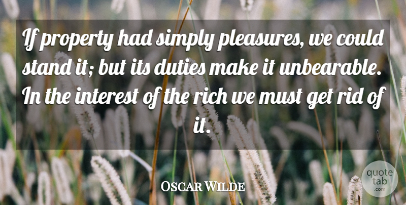 Oscar Wilde Quote About Unbearable, Rich, Pleasure: If Property Had Simply Pleasures...