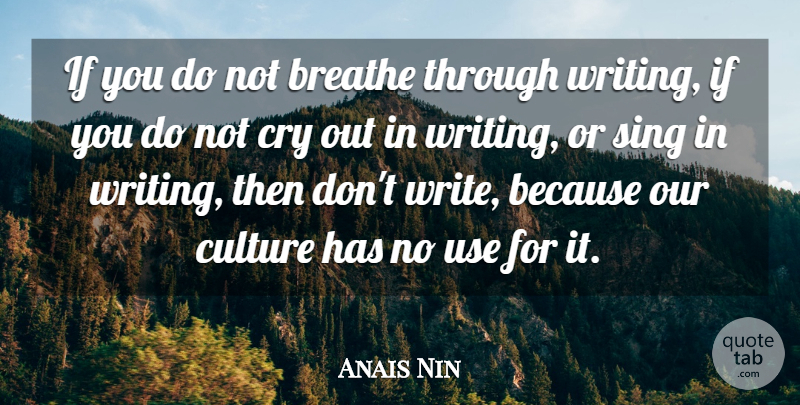 Anais Nin Quote About Writing, Commitment, Culture: If You Do Not Breathe...