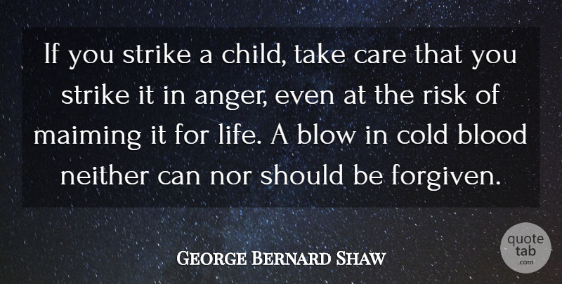 George Bernard Shaw Quote About Children, Anger, Blow: If You Strike A Child...