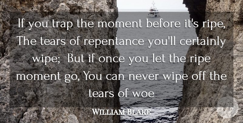 William Blake Quote About Certainly, Moment, Repentance, Ripe, Tears: If You Trap The Moment...