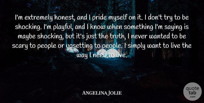 Angelina Jolie Quote About Extremely, Maybe, People, Pride, Saying: Im Extremely Honest And I...