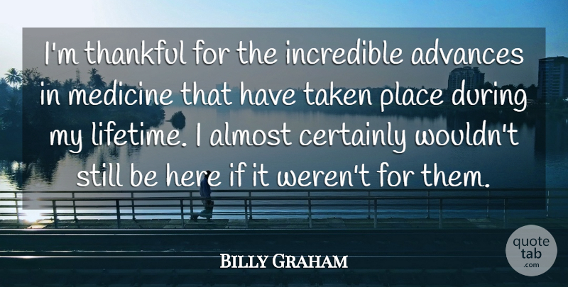Billy Graham Quote About Taken, Medicine, Incredibles: Im Thankful For The Incredible...