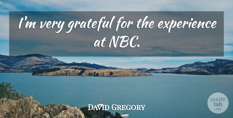 David Gregory Quote About Experience: Im Very Grateful For The...