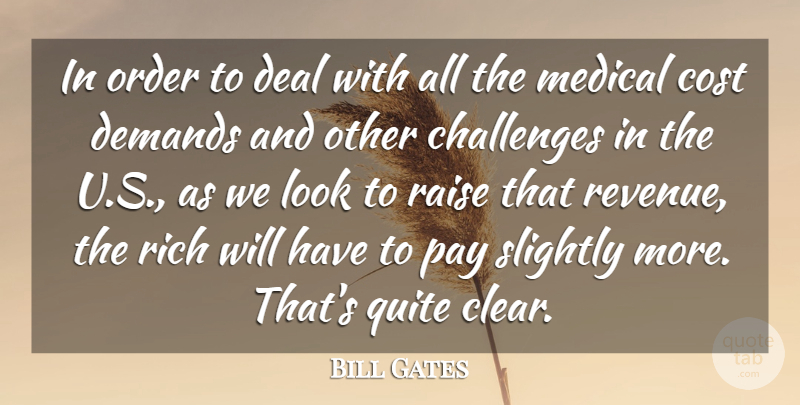 Bill Gates Quote About Order, Challenges, Looks: In Order To Deal With...
