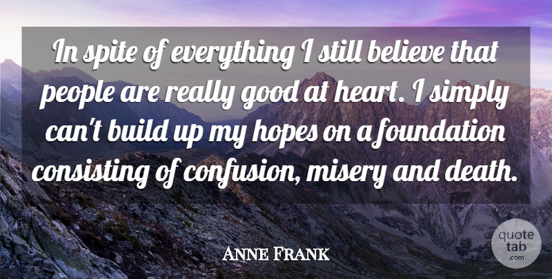Anne Frank Quote About Believe, Heart, Thinking: In Spite Of Everything I...