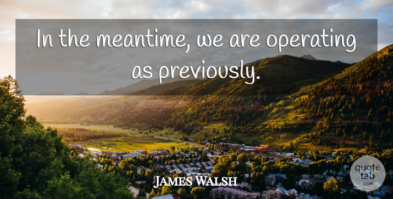 James Walsh Quote About Operating: In The Meantime We Are...