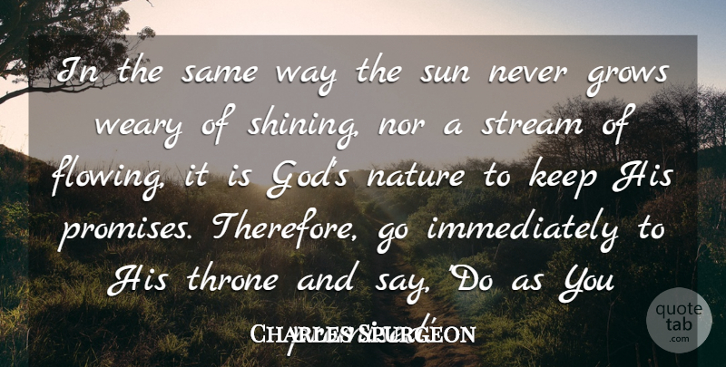 Charles Spurgeon Quote About God, Grows, Nature, Nor, Stream: In The Same Way The...