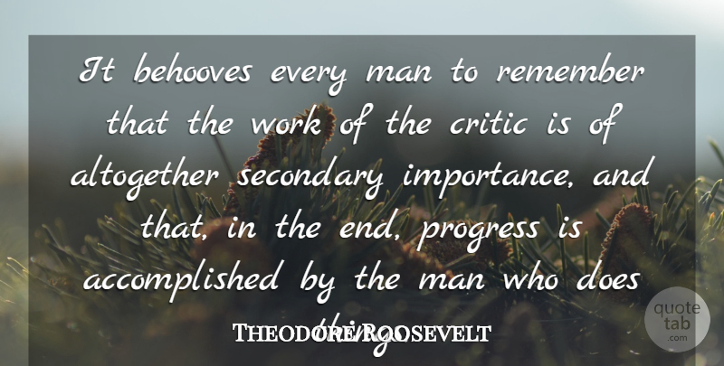 Theodore Roosevelt Quote About Work, Men, Ballet: It Behooves Every Man To...