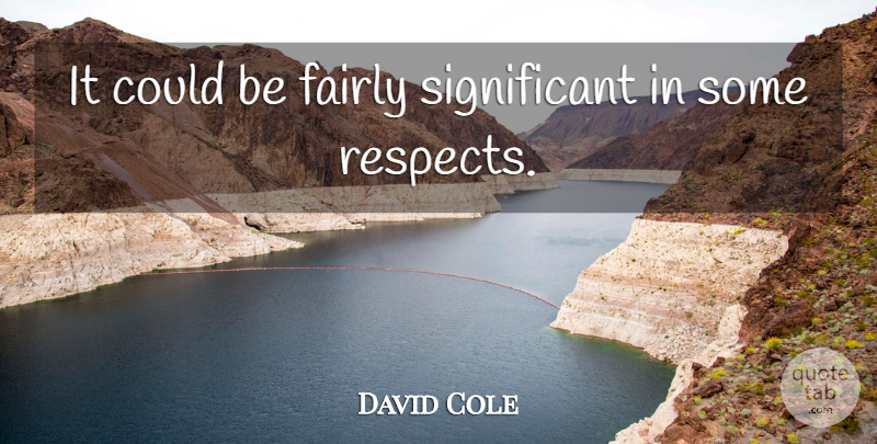 David Cole Quote About Fairly: It Could Be Fairly Significant...