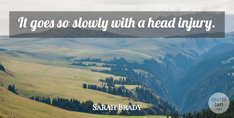 Sarah Brady Quote About Goes, Head, Slowly: It Goes So Slowly With...
