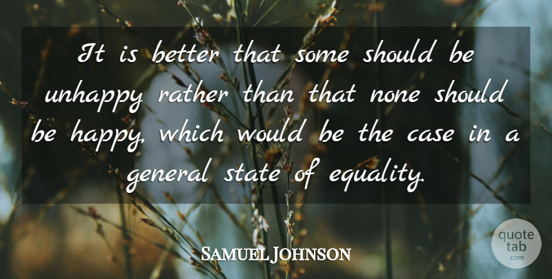 Samuel Johnson Quote About Happiness, Equality, Egalitarianism: It Is Better That Some...