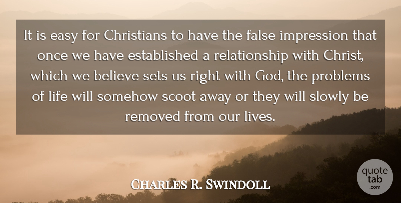 Charles R. Swindoll Quote About Christian, Believe, Problem: It Is Easy For Christians...