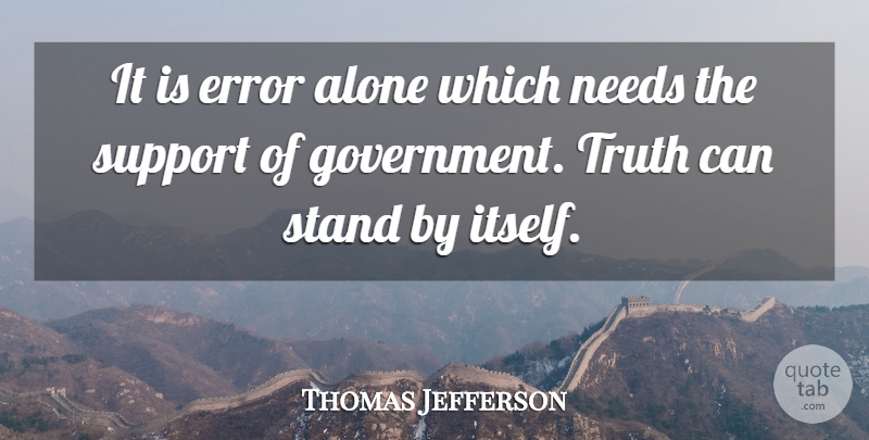 Thomas Jefferson Quote About Religious, Freedom, Truth: It Is Error Alone Which...