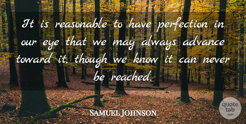 Samuel Johnson Quote About Eye, Perfection, May: It Is Reasonable To Have...