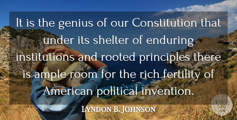 Lyndon B. Johnson Quote About Political, Genius, Shelter: It Is The Genius Of...