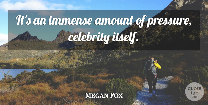 Megan Fox Quote About Pressure, Amount, Immense: Its An Immense Amount Of...