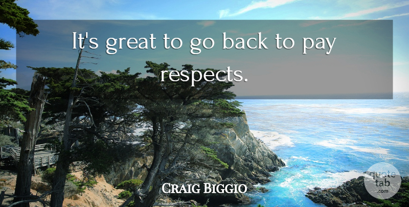 Craig Biggio Quote About Great, Pay: Its Great To Go Back...
