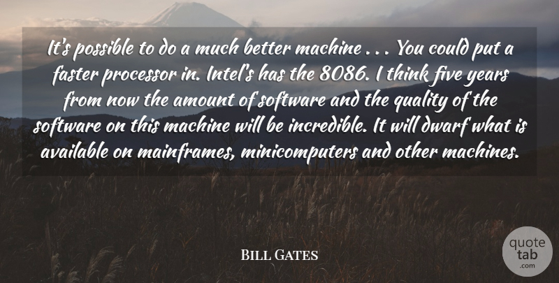 Bill Gates Quote About Amount, Available, Dwarf, Faster, Five: Its Possible To Do A...