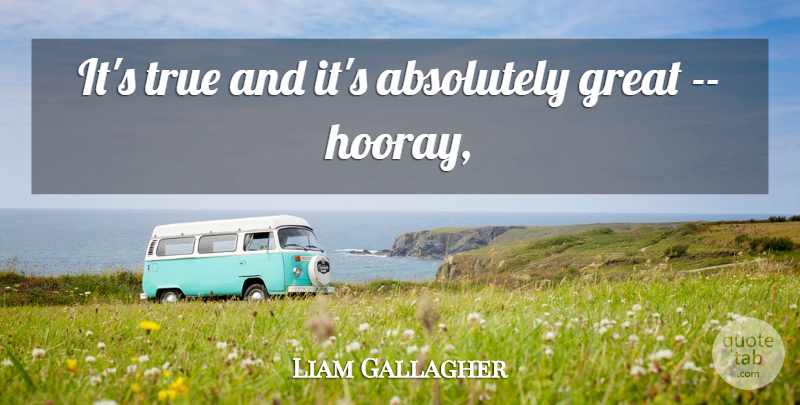 Liam Gallagher Quote About Absolutely, Great, True: Its True And Its Absolutely...