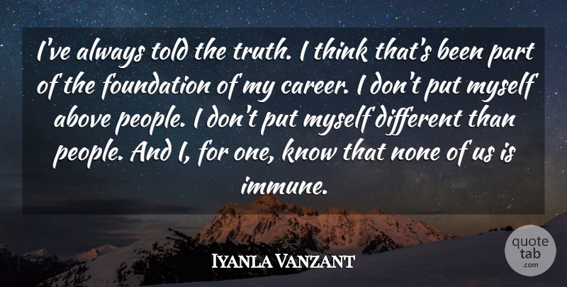 Iyanla Vanzant Quote About Thinking, Careers, People: Ive Always Told The Truth...