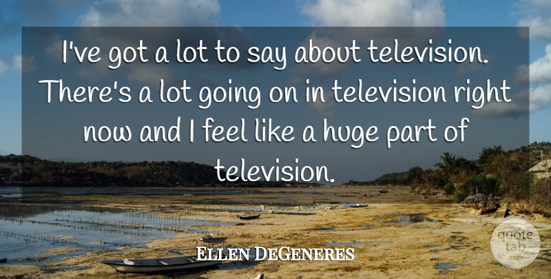 Ellen DeGeneres Quote About Television, Feels, Huge: Ive Got A Lot To...