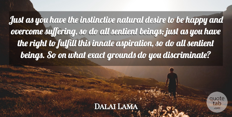 Dalai Lama Quote About Suffering, Desire, Overcoming: Just As You Have The...