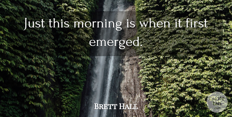 Brett Hall Quote About Morning: Just This Morning Is When...