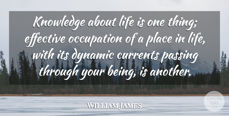 William James Quote About Knowledge, Occupation, Life Is: Knowledge About Life Is One...